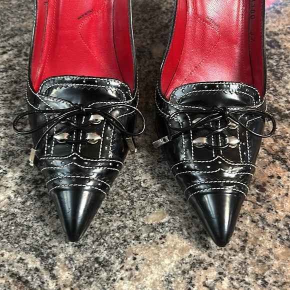 Caesar Paciotti Black Leather Heels. Iconic Dagger Emblem. Size 37 - Picture 13 of 13